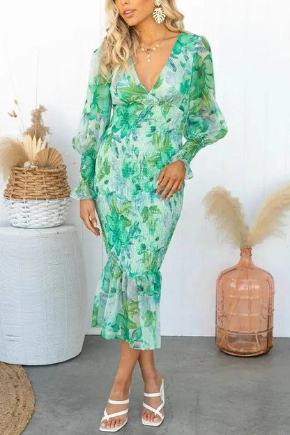 Isla - Vestido Midi con Volantes Florales