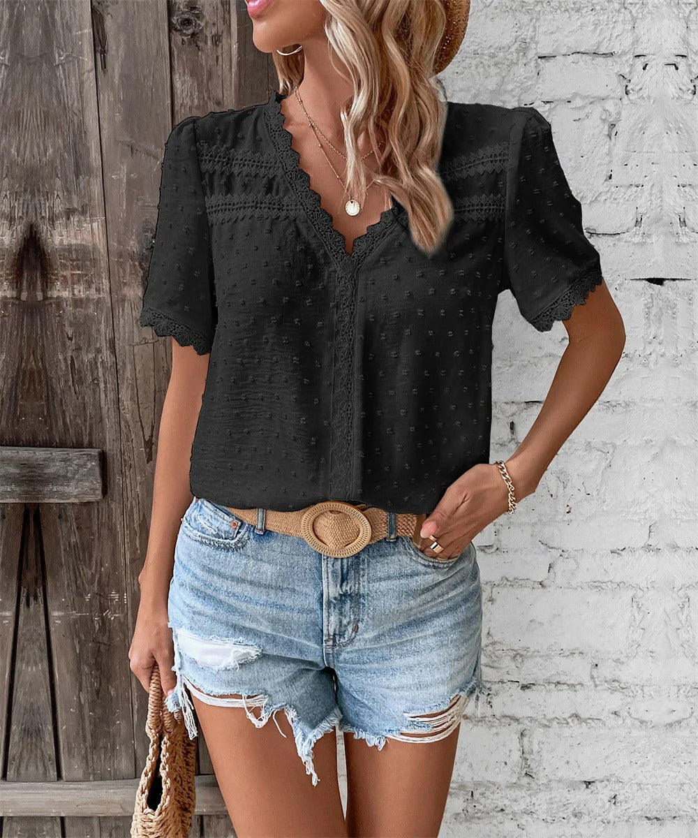 Maxine - Elegante Blusa de Verano con Escote en V