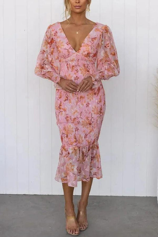 Isla - Vestido Midi con Volantes Florales