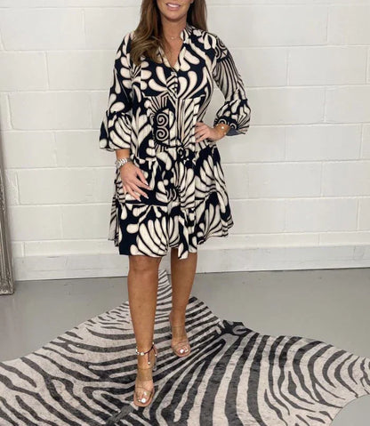 Fenella - Vestido Midi de Cuello en V Impreso
