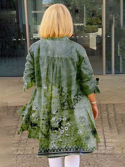Florabel - Chaqueta de Algodón Impresa con Mangas de Lazo