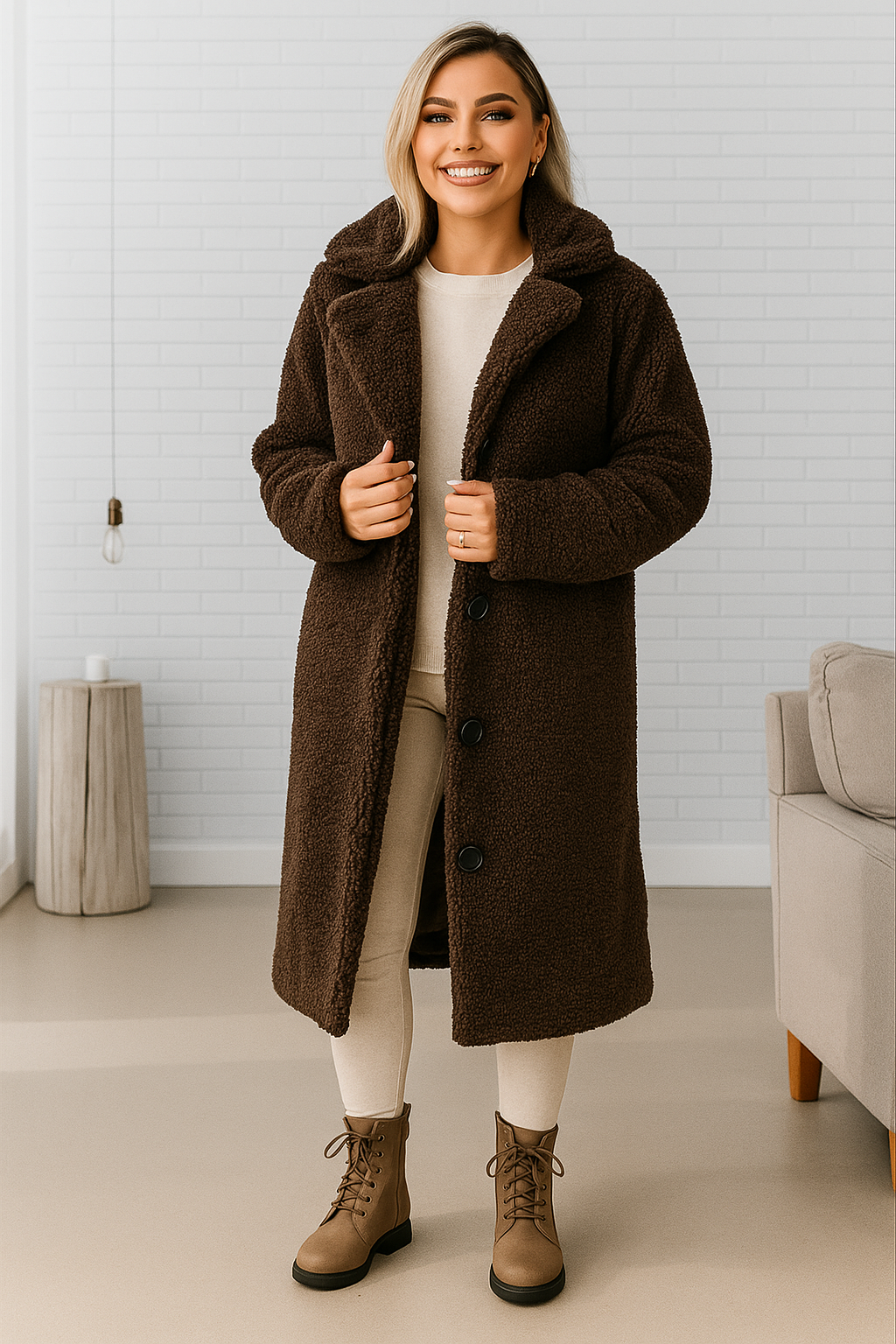 Abrigo Teddy Annelous – Abrigo Largo y Peludo para Invierno