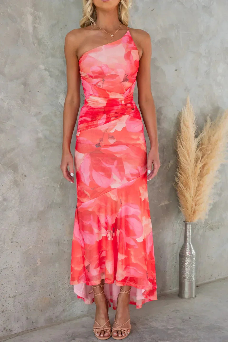 Nimue - Vestido de Raso Corto con Un Hombro