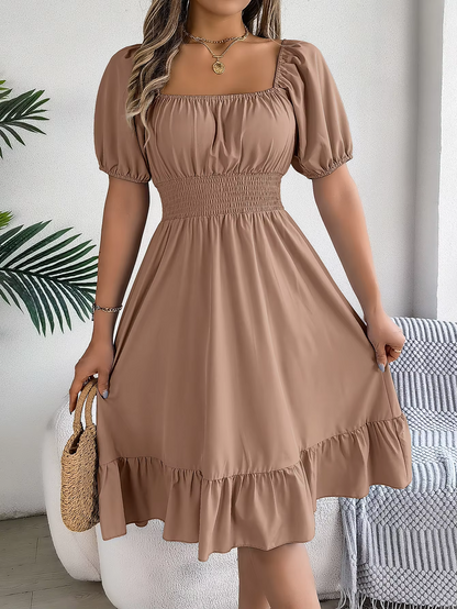 Riley™ - Vestido de Lino con Manga Corta y Escote en V Estiloso