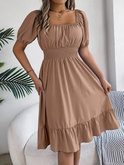 Riley™ - Vestido de Lino con Manga Corta y Escote en V Estiloso