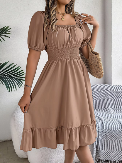Riley™ - Vestido de lino con cuello en V y mangas cortas elegante