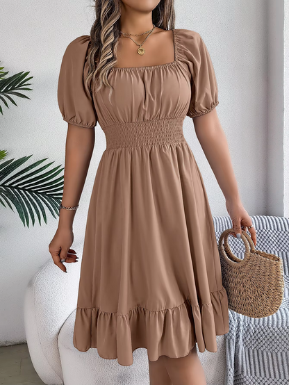 Riley™ - Vestido de lino con cuello en V y mangas cortas elegante