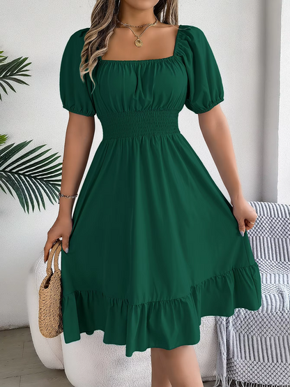 Riley™ - Vestido de lino con cuello en V y mangas cortas elegante