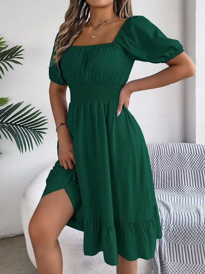 Riley™ - Vestido de Lino con Manga Corta y Escote en V Estiloso