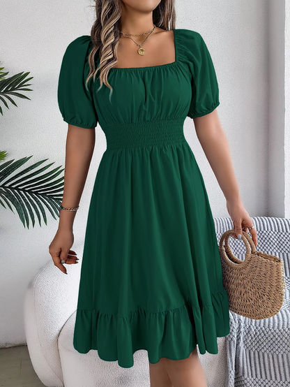 Riley™ - Vestido de lino con cuello en V y mangas cortas elegante
