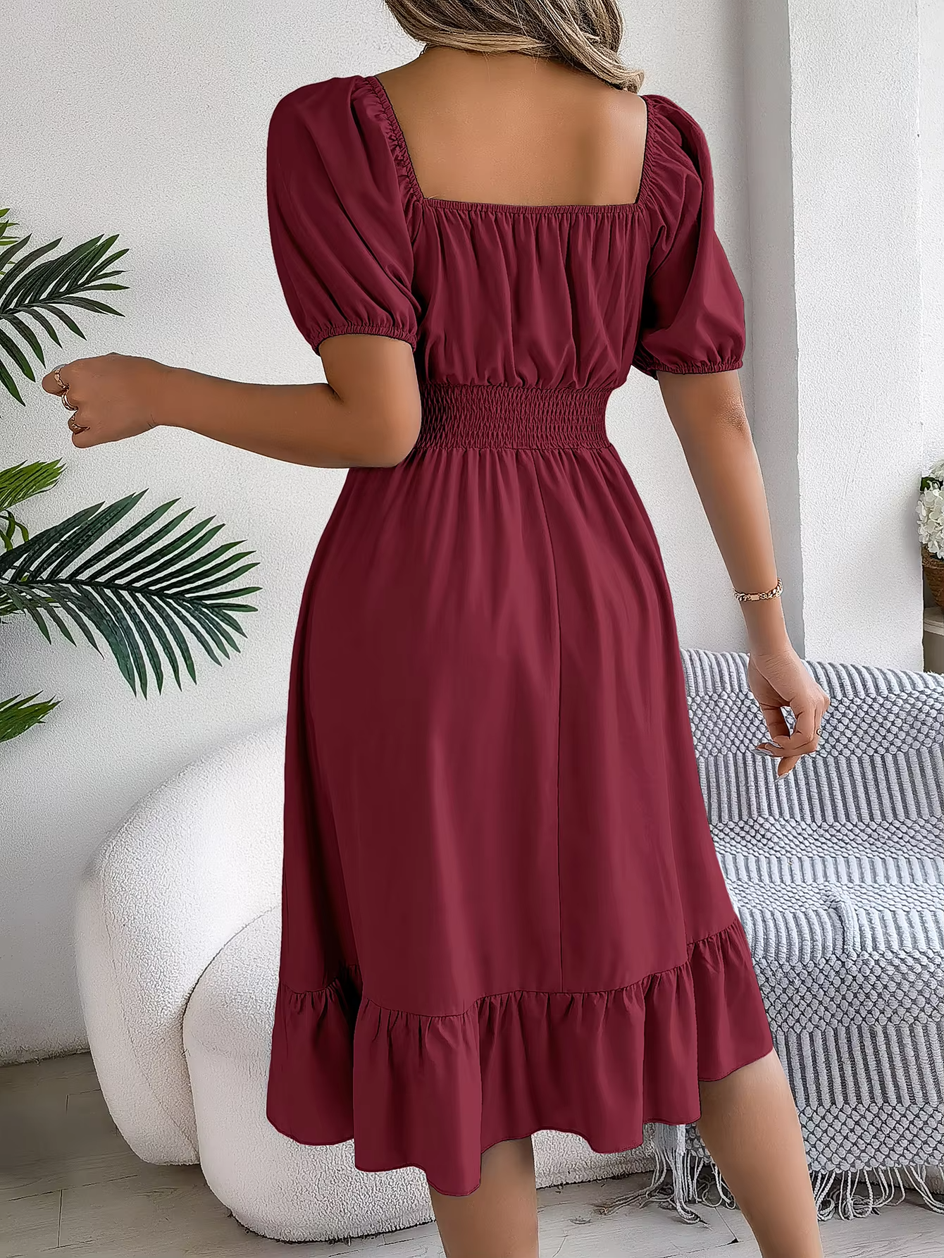 Riley™ - Vestido de Lino con Manga Corta y Escote en V Estiloso
