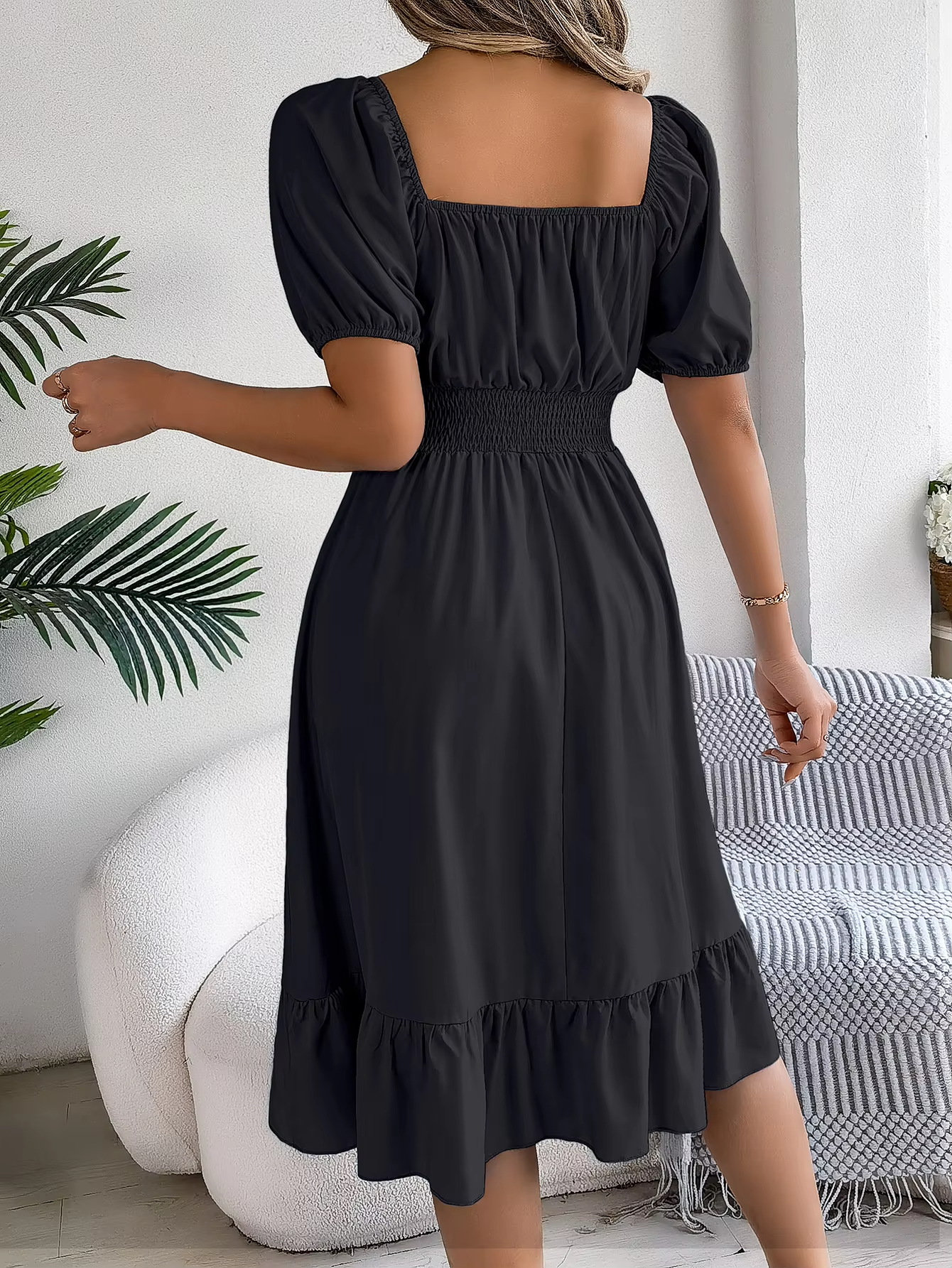 Riley™ - Vestido de Lino con Manga Corta y Escote en V Estiloso