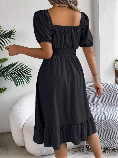 Riley™ - Vestido de Lino con Manga Corta y Escote en V Estiloso