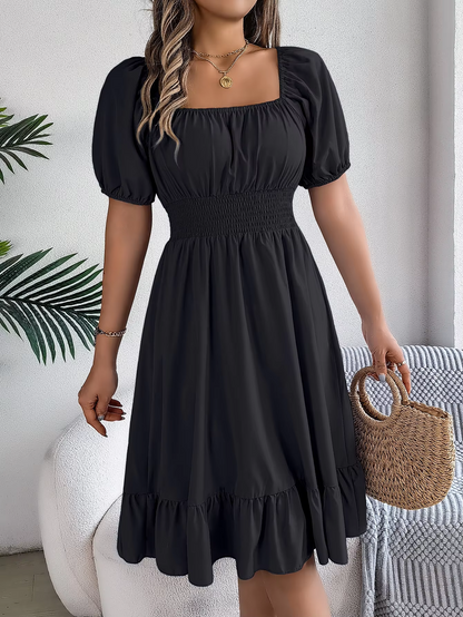 Riley™ - Vestido de lino con cuello en V y mangas cortas elegante