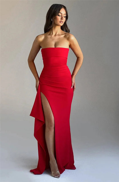 FALLON – VESTIDO MAXI ELEGANTE SIN TIRANTES
