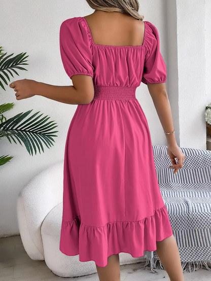Riley™ - Vestido de Lino con Manga Corta y Escote en V Estiloso