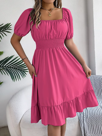 Riley™ - Vestido de Lino con Manga Corta y Escote en V Estiloso