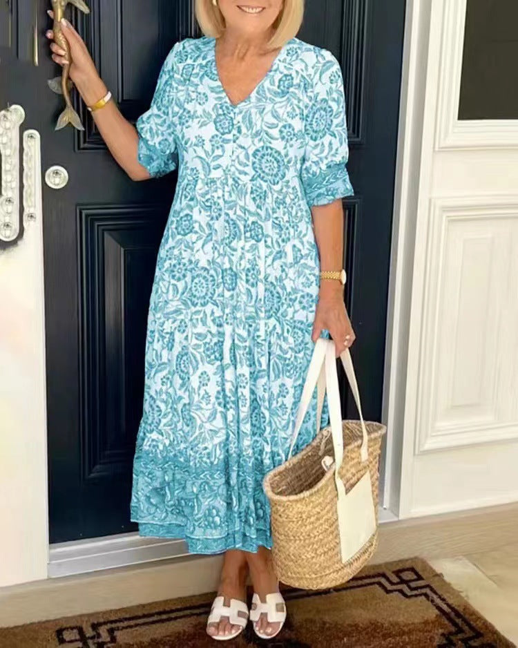 Lilara - Vestido Floral Boho con Escote en V Profundo