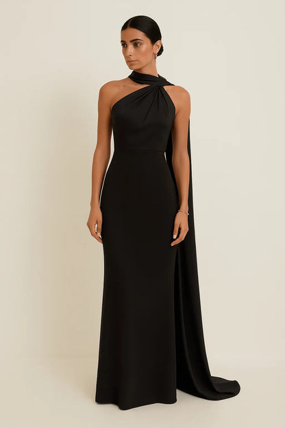 VESTIDO LARGO SATINADO DE GALA