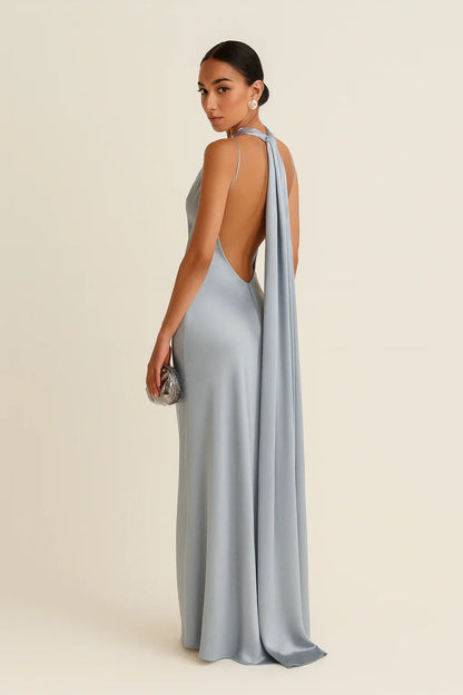 VESTIDO LARGO SATINADO DE GALA