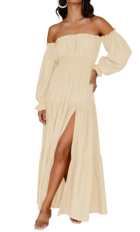 KENDRA – VESTIDO MAXI DE ROMANCE DESPRENDIDO Y AIREADO
