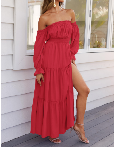 KENDRA – VESTIDO MAXI DE ROMANCE DESPRENDIDO Y AIREADO