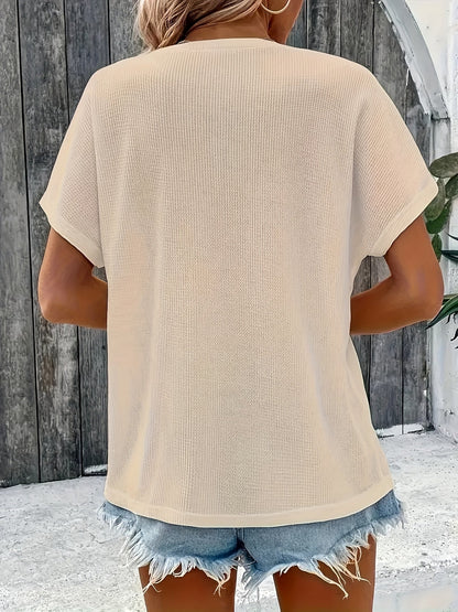Marylou - Top Casual de Cuello Redondo y Manga Corta