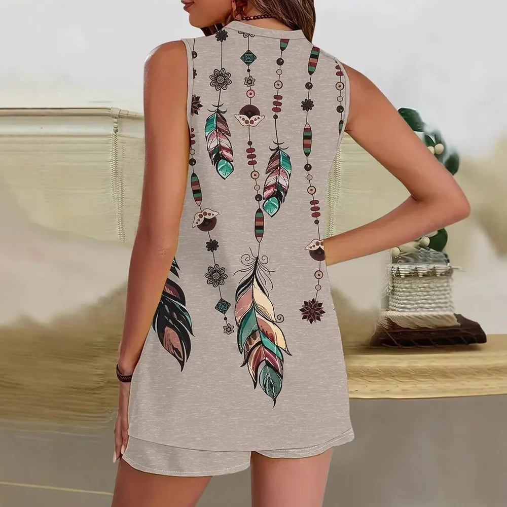 Vilma - Conjunto de Lounge Boho con Plumas