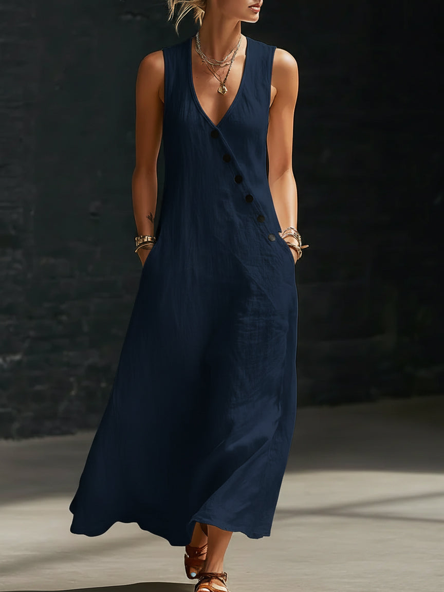Robe Maxi Donna Bottonata Fluida - Eleganza Minimalista Quotidiana