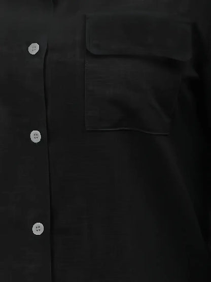 Athena - Camisa de Algodón con Bolsillos Frontales