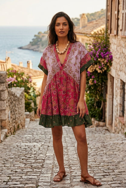 Vestido Bohemio Cuello en V - Elegancia Atemporal