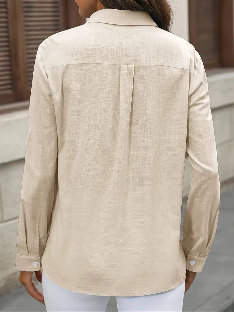 Athena - Camisa de Algodón con Bolsillos Frontales