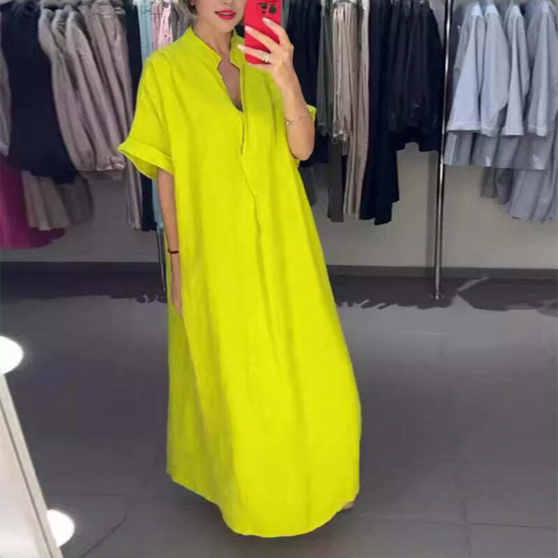 VALENCIA – VESTIDO CAMISERO LARGO DE MUJER CON BOLSILLOS