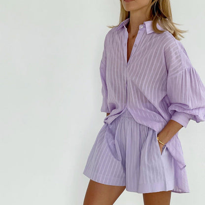 Yselia - Conjunto de Camisa Abotonada y Pantalones Cortos