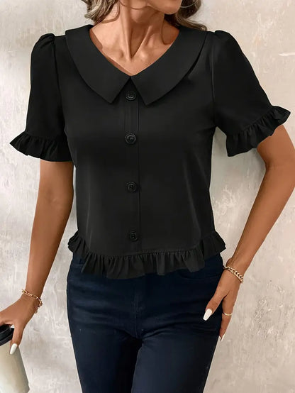 Foteini - Blusa Elegante de Manga Corta