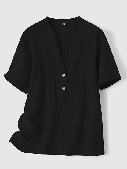 Sharron - Blusa Elegante con Escote en V y Botones
