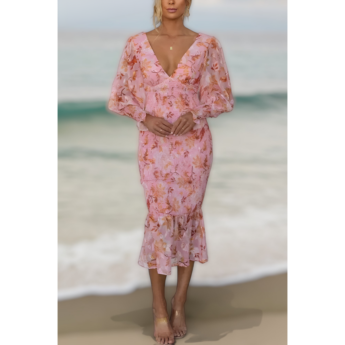 Melissa - Vestido Midi con Volantes Florales