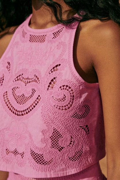 Romy | Conjunto de Encaje Rosa Moise