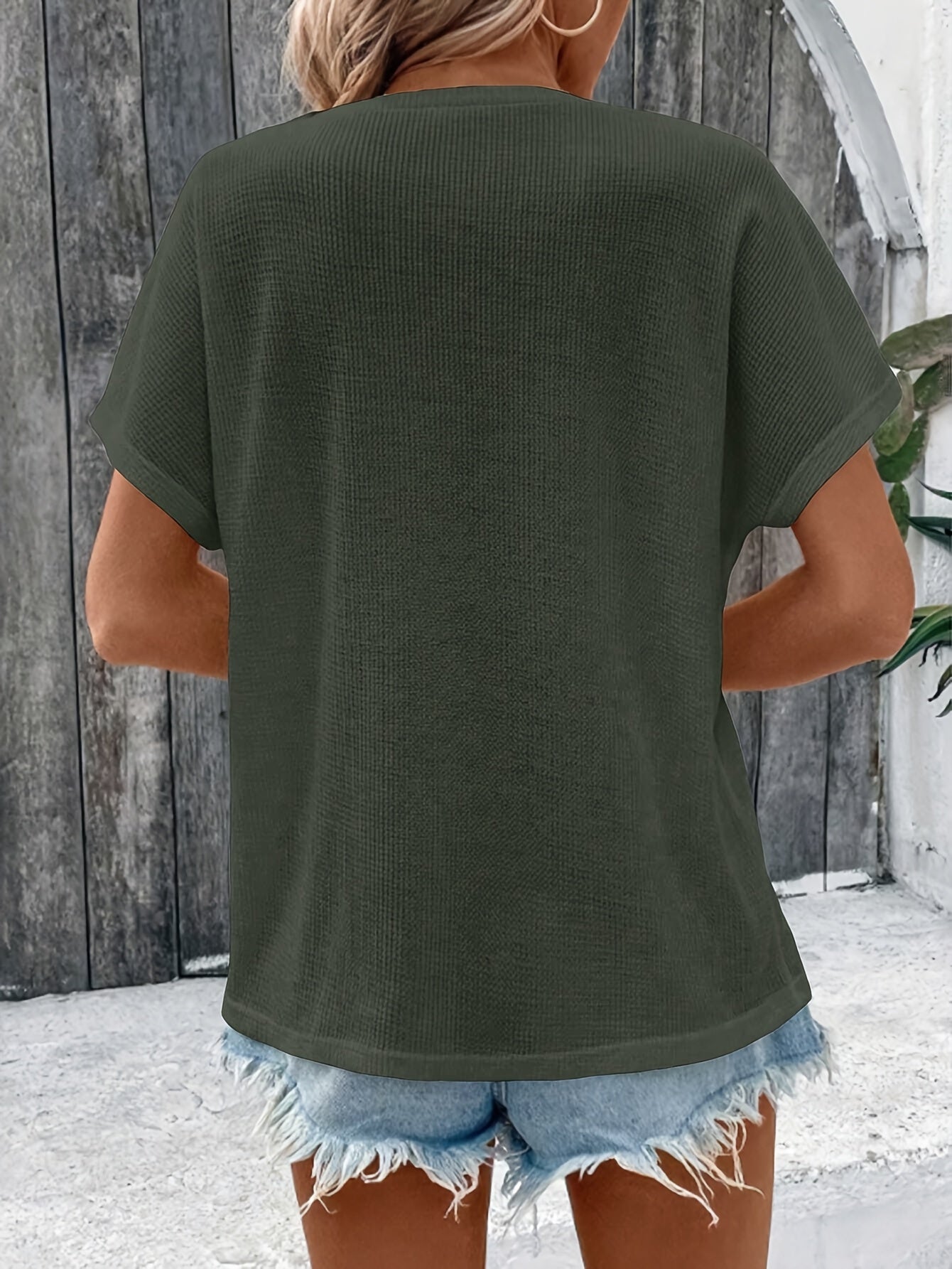 Marylou - Top Casual de Cuello Redondo y Manga Corta