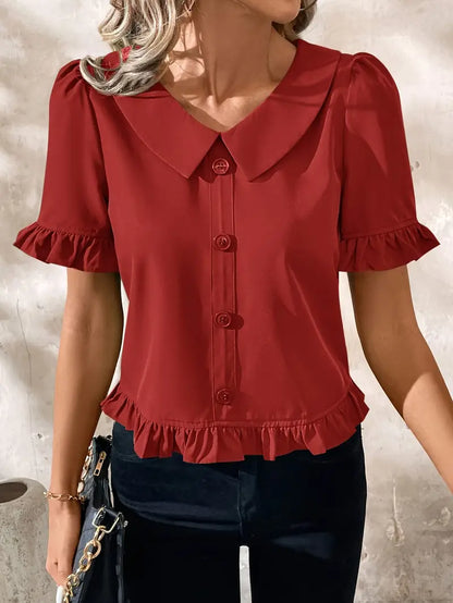 Foteini - Elegante Blusa de Manga Corta