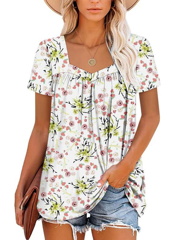 VICKY | TOP CON MANGAS CORTAS Y ESTAMPADO