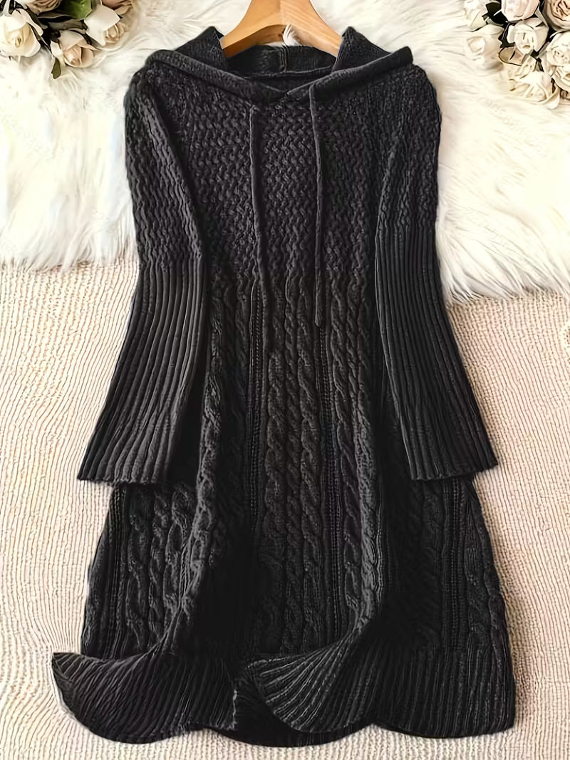 EVELINA – VESTIDO DE SUÉTER CON CAPUCHA DE PUNTO GRUESO