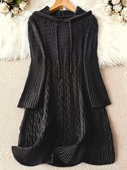 EVELINA – VESTIDO DE SUÉTER CON CAPUCHA DE PUNTO GRUESO