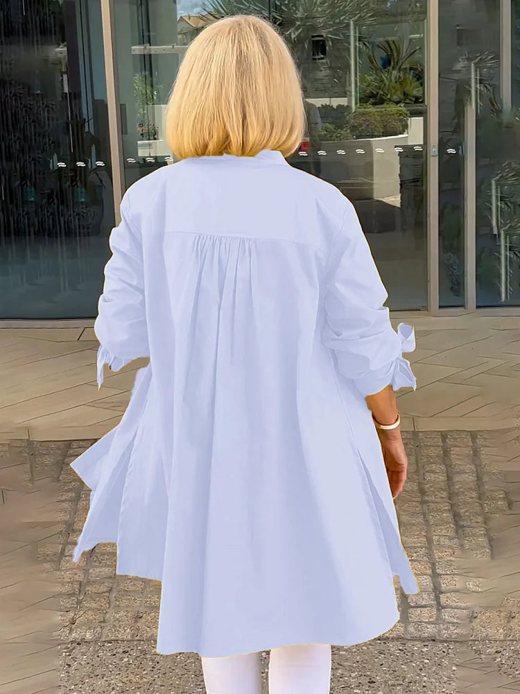 Elliora - Chaqueta de Camisa de Algodón con Espalda Fruncida