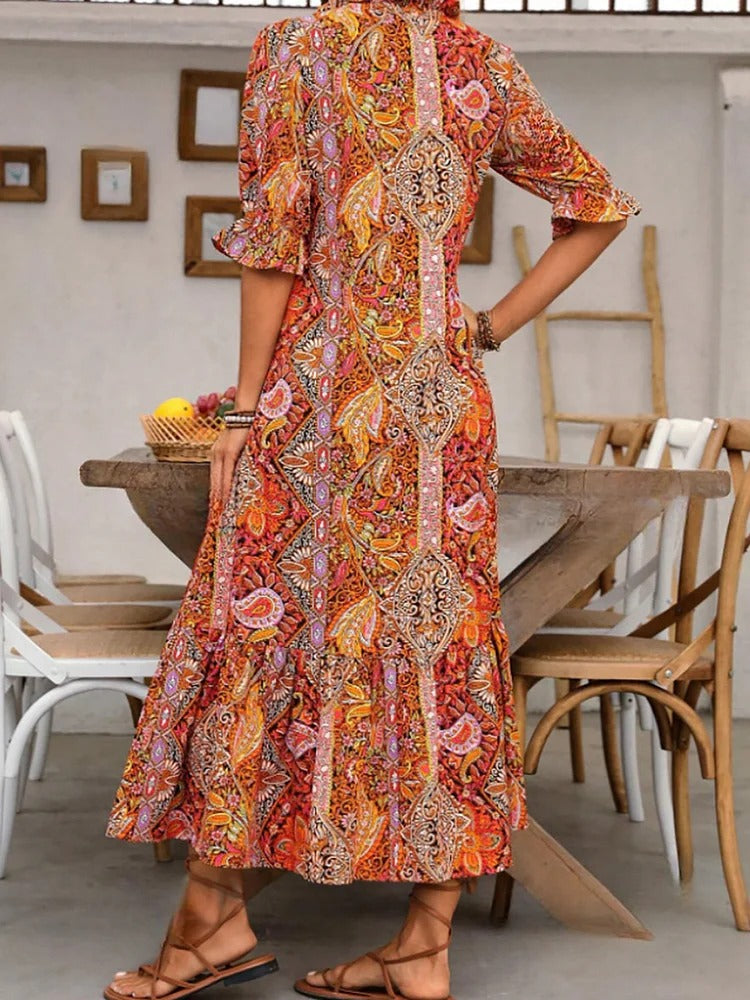 Mevelyn - Vestido Bohemio de Paisley con Borlas