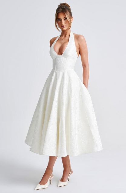 Eulalie - Vestido de Espalda Descubierta con Escote en V Chic