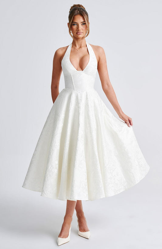 Eulalie - Vestido de Espalda Descubierta con Escote en V Chic