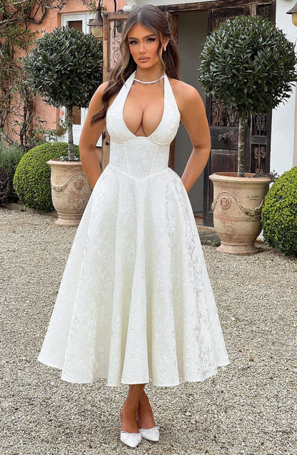 Eulalie - Vestido de Espalda Descubierta con Escote en V Chic