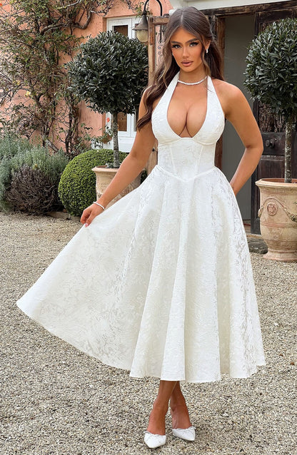 Eulalie - Vestido de Espalda Descubierta con Escote en V Chic