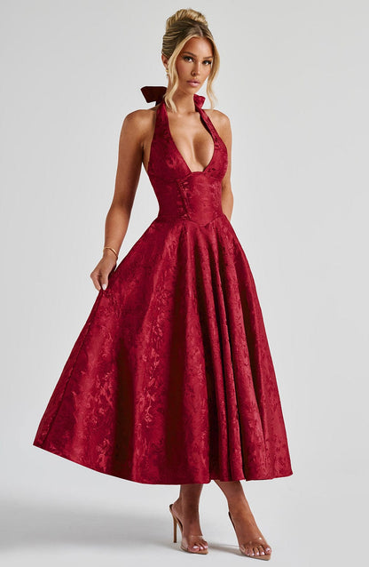 Eulalie - Vestido de Espalda Descubierta con Escote en V Chic